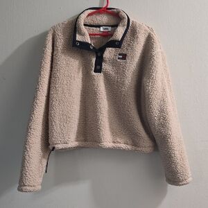 Tommy Jeans Hilfiger Tan Sherpa Fleece Pullover